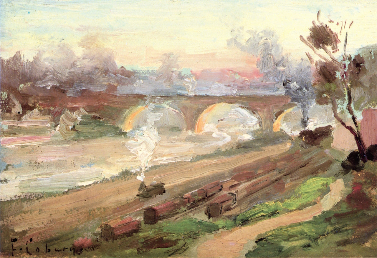 Railroad Yards at Los Angeles, vintage artwork by Frank Coburn, 12x8" (A4) Poster
