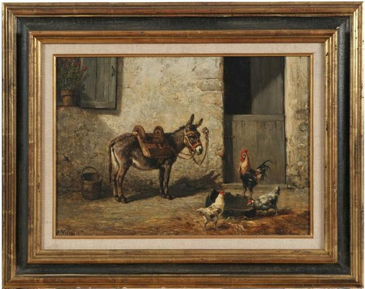 Cour de ferme, vintage artwork by Jules Jacques Veyrassat, A3 (16x12") Poster Print