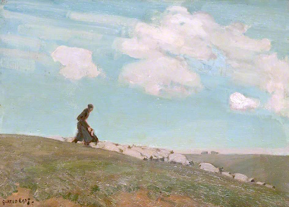 The Top of the Wolds, vintage artwork by Alfred East, 12x8" (A4) Poster