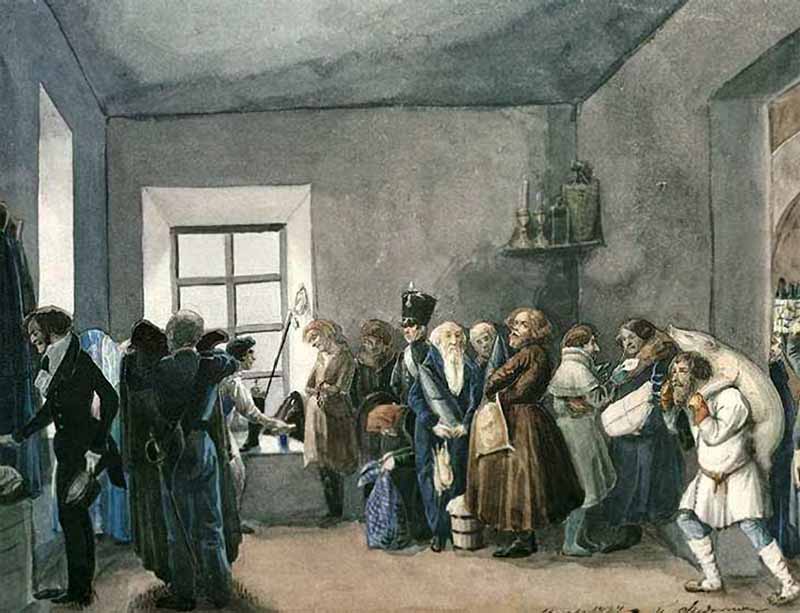 Police Commissary's Reception Room the Night Before a Holiday, vintage artwork by Pavel Fedotov, A3 (16x12") Poster Print