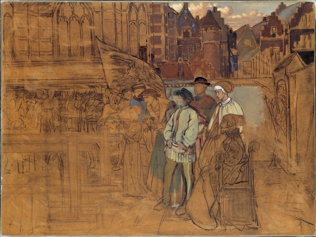 Archery Feast in Antwerp in the 16th Century, vintage artwork by Jan August Hendrik Leys, A3 (16x12") Poster Print
