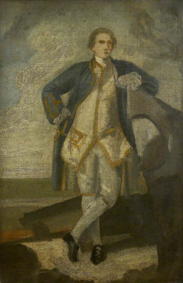 Captain Philemon Pownall, R.N. (sketch), vintage artwork by Sir Joshua Reynolds, 12x8" (A4) Poster