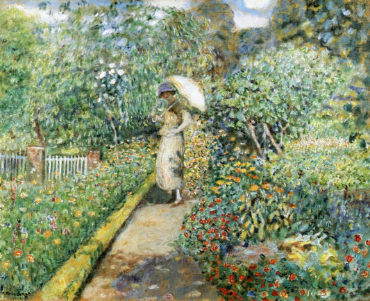 Garden Path, vintage artwork by Frederick Carl Frieseke, 12x8" (A4) Poster