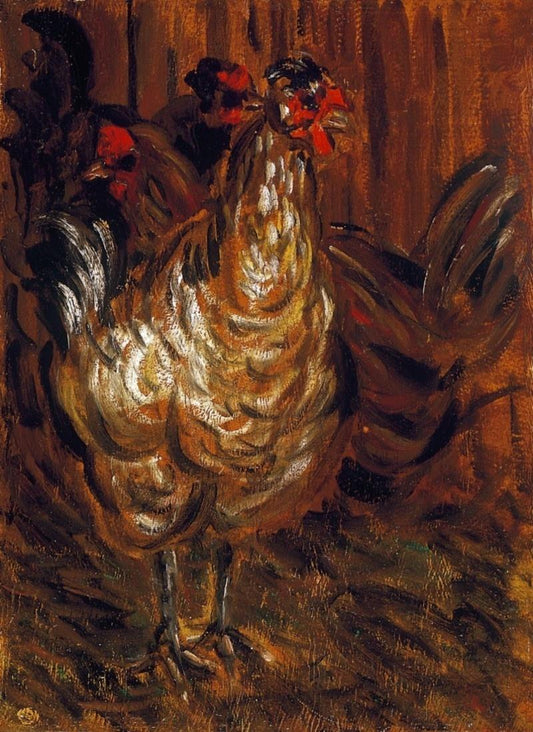 Cock and Hens, vintage artwork by József Rippl-Rónai, 12x8" (A4) Poster
