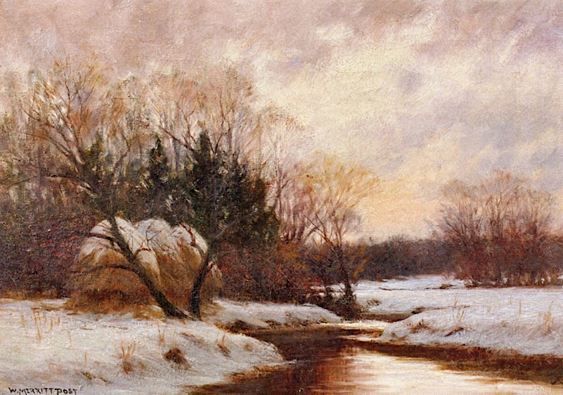 Winter Stream at the Meadow's Edge by William Merritt Post,A3(16x12")Poster