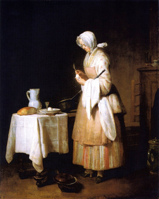 Meal for a Convalescent, vintage artwork by Jean-Baptiste-Simeon Chardin, 12x8" (A4) Poster