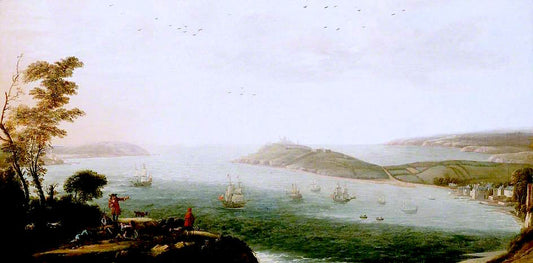 A View of Falmouth Harbour, c.1678, vintage artwork by Hendrick Danckerts, 12x8" (A4) Poster