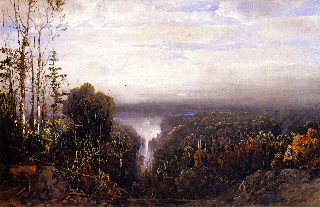 Distant Waterfall, vintage artwork by William Louis Sonntag, Sr, 12x8" (A4) Poster