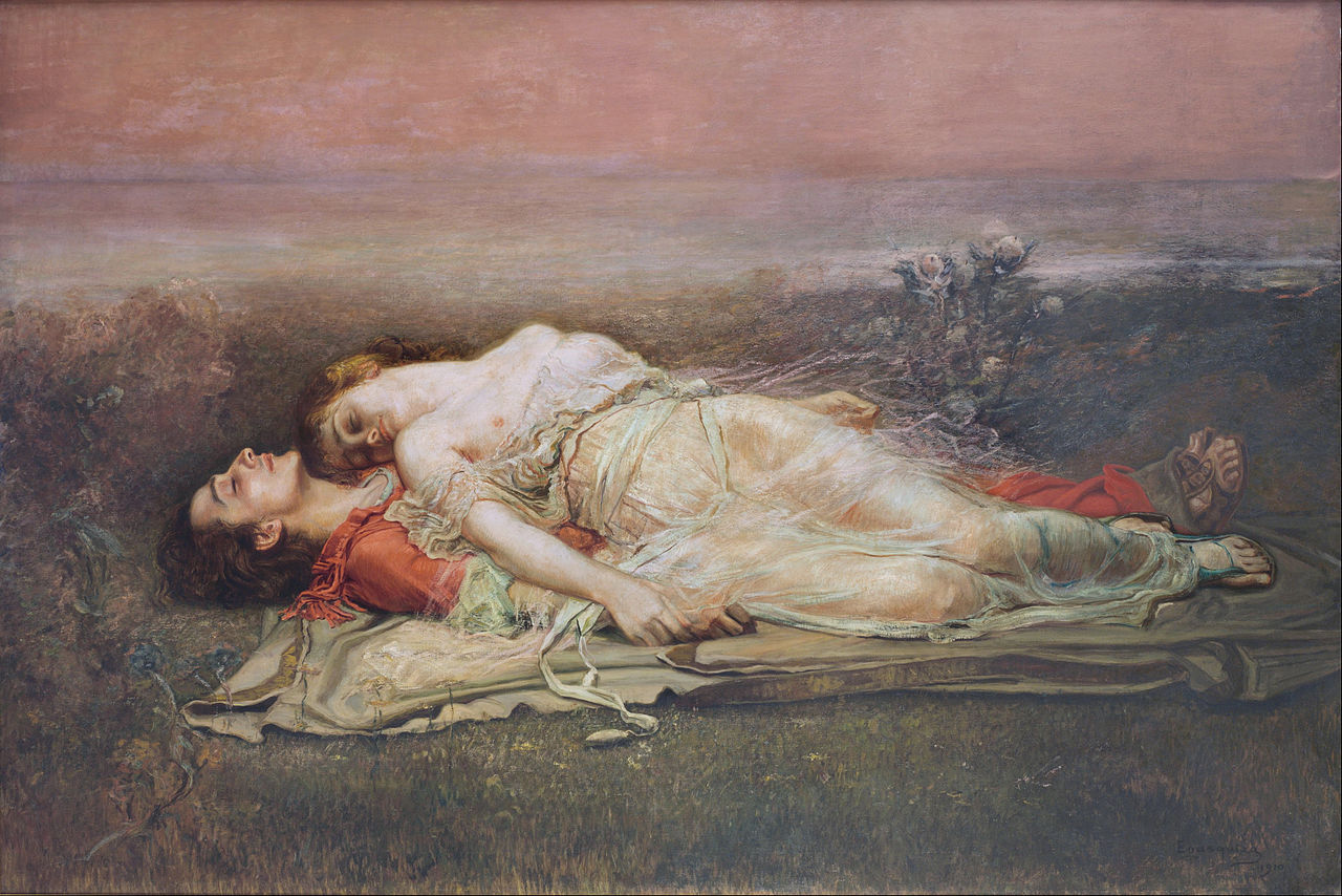 Tristan and Isolt (Death), vintage artwork by Rogelio de Egusquiza, 12x8" (A4) Poster