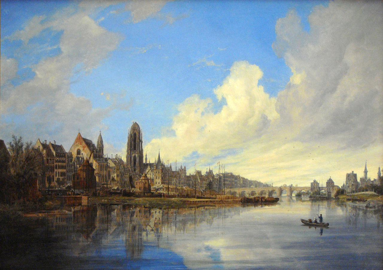 View of Frankfurt-am-Main, vintage artwork by Domenico Quaglio the Younger, 12x8" (A4) Poster