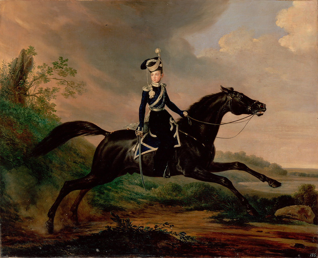Equestrian Portrait of Grand Prince Alexander Nikolayevich, vintage artwork by Franz Krüger, A3 (16x12") Poster Print