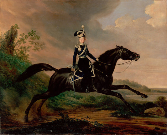 Equestrian Portrait of Grand Prince Alexander Nikolayevich, vintage artwork by Franz Krüger, A3 (16x12") Poster Print