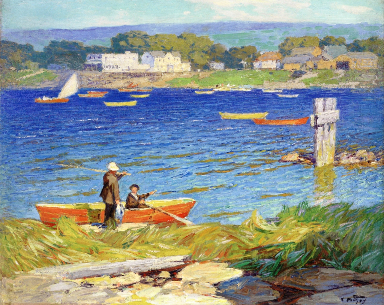 A Day's Fishing, vintage artwork by Edward Henry Potthast, 12x8" (A4) Poster
