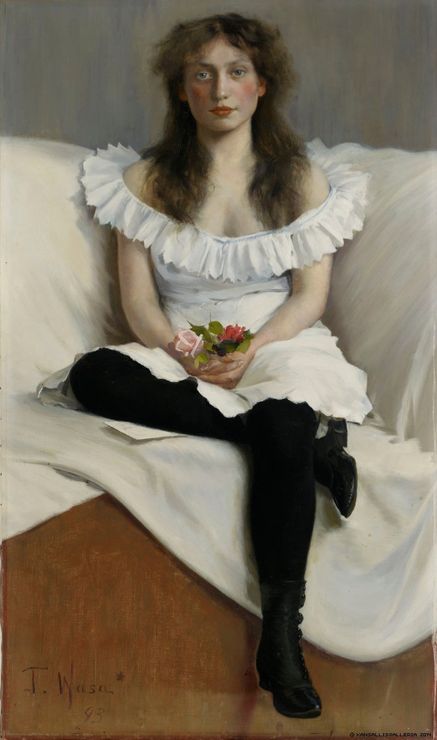 Portrait of a Young Woman in White by Torsten Wasastjerna,A3(16x12")Poster