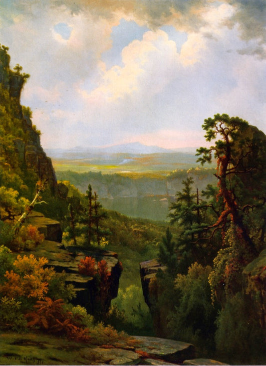 A View of the Hudson, vintage artwork by William Frederick de Haas, 12x8" (A4) Poster