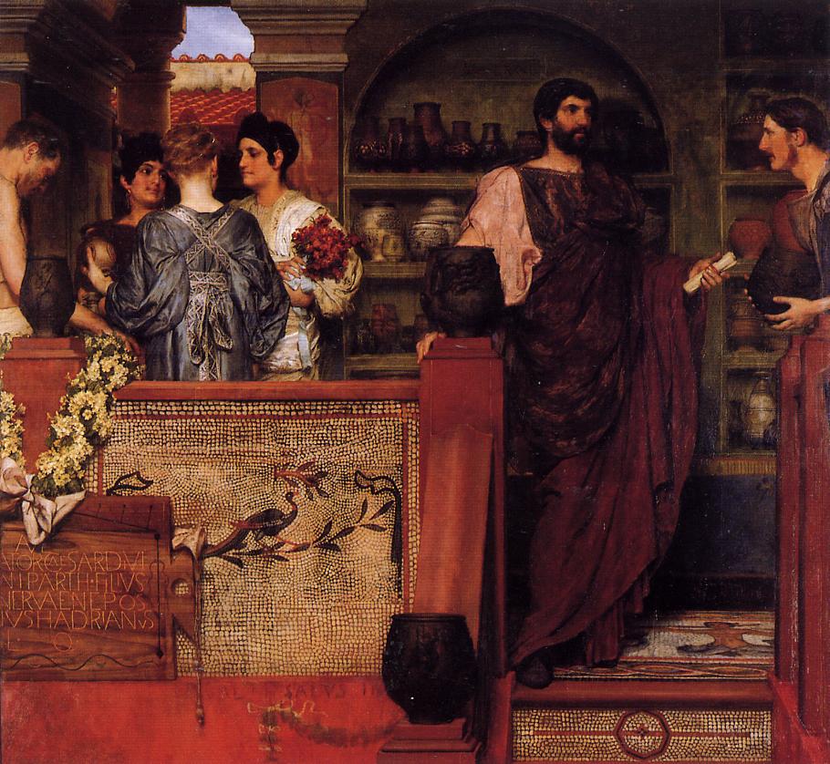 Emperor Hadrian at a British Pottery, vintage artwork by Sir Lawrence Alma-Tadema, 12x8" (A4) Poster