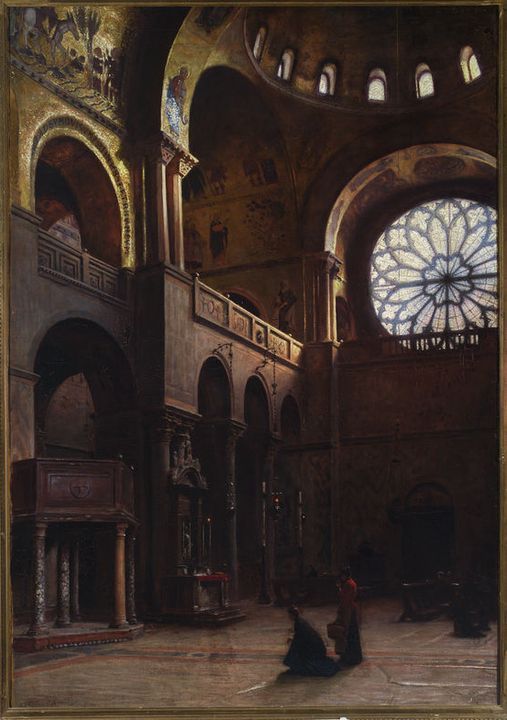 Inside St. Mark's, Venice, vintage artwork by Aleksander Gierymski, 12x8" (A4) Poster