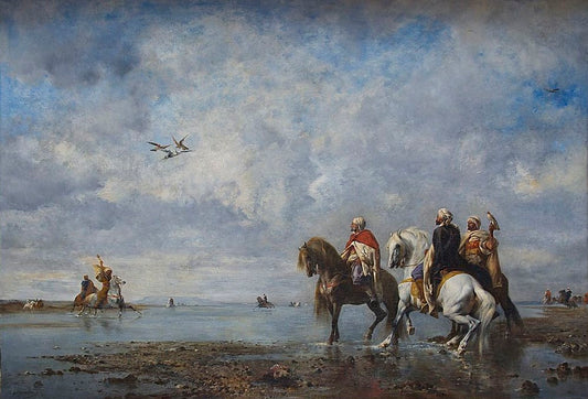 Hunting Heron in Algeria, vintage artwork by Eugène Fromentin, A3 (16x12") Poster Print