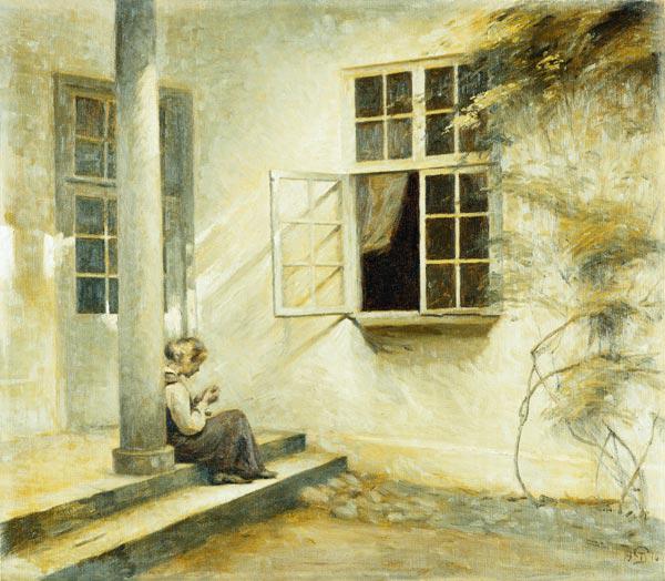 Girl on the Veranda, Liselund by Peter Ilsted,A3(16x12")Poster