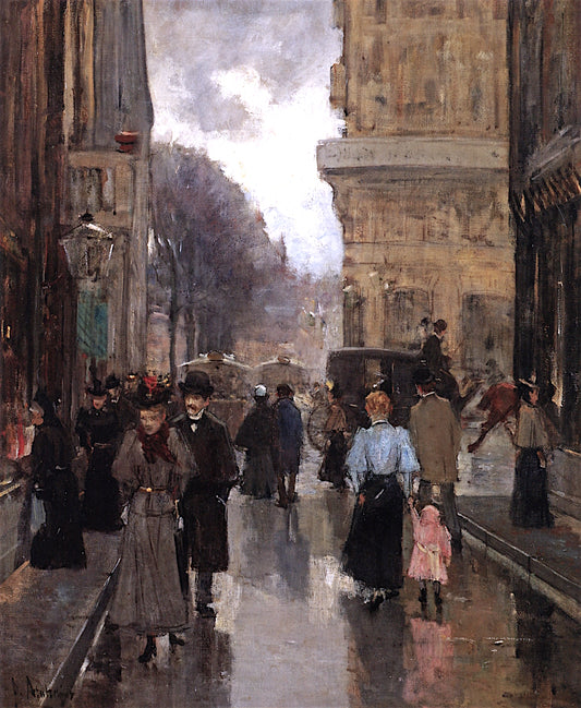 The Spuistraat with a View of the Plein, The Hague, vintage artwork by Floris Arntzenius, 12x8" (A4) Poster
