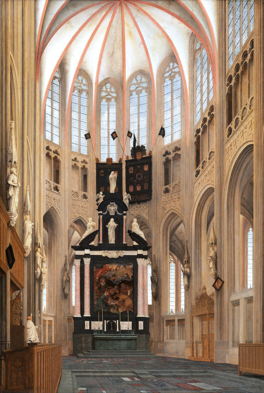 Cathedral of Saint John at 's-Hertogenbosch, vintage artwork by Pieter Saenredam, 12x8" (A4) Poster