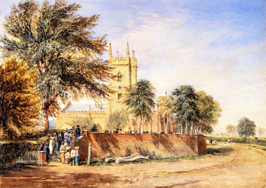 Handsworth Old Church, Birmingham, vintage artwork by David Cox, 12x8" (A4) Poster