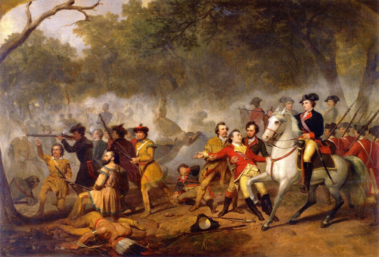 Washington as Captain in the French and Indian War, vintage artwork by Junius Brutus Stearns, A3 (16x12") Poster Print