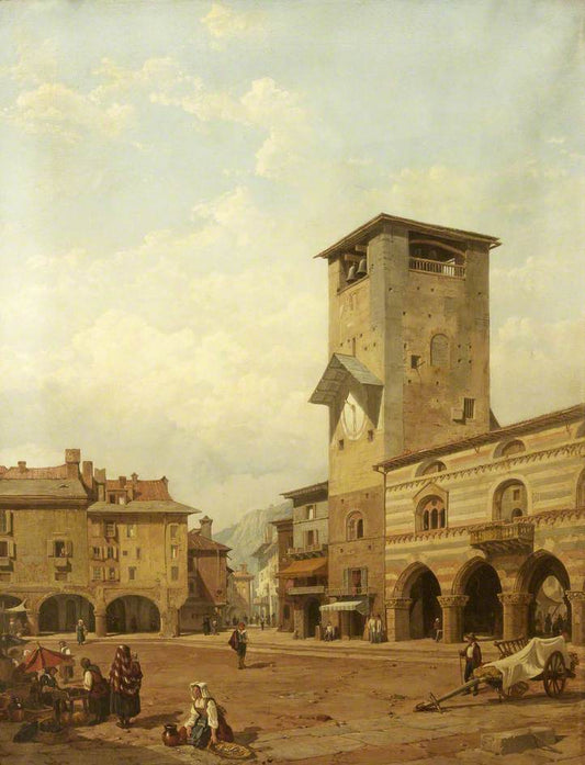 The Broletto, Como, vintage artwork by George Clarkson Stanfield, 12x8" (A4) Poster