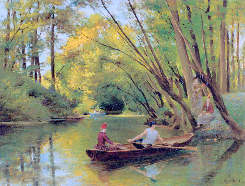 The Boatman, vintage artwork by Jules Scalbert, 12x8" (A4) Poster