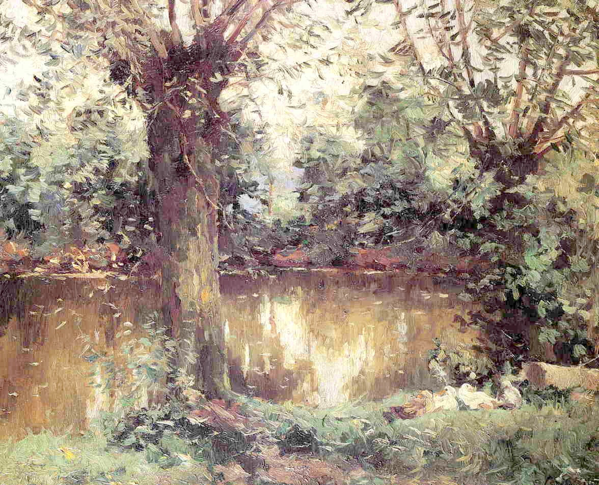 Landscape, Banks of the Yerres, vintage artwork by Gustave Caillebotte, 12x8" (A4) Poster