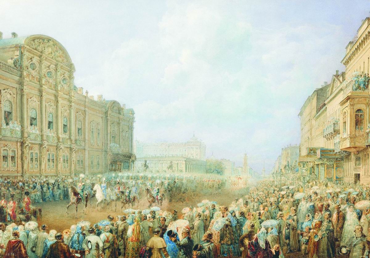 Parade in St. Petersburg, vintage artwork by Vasily Sadovnikov, A3 (16x12") Poster Print