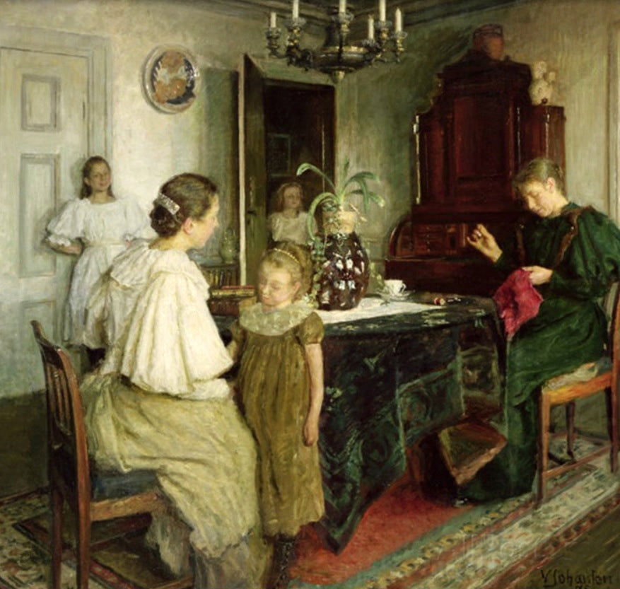 The Family of the Artist, vintage artwork by Viggo Johansen, 12x8" (A4) Poster