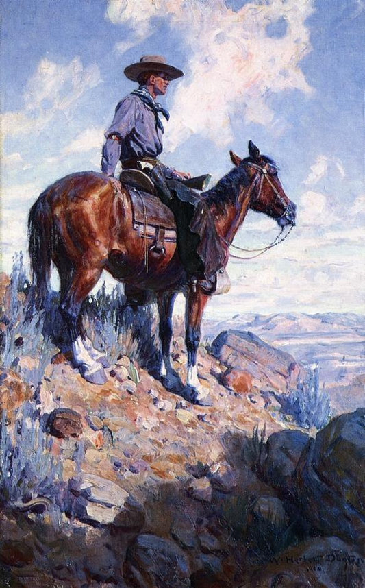 Sentinel of the Plains, vintage artwork by William Herbert Dunton, 12x8" (A4) Poster