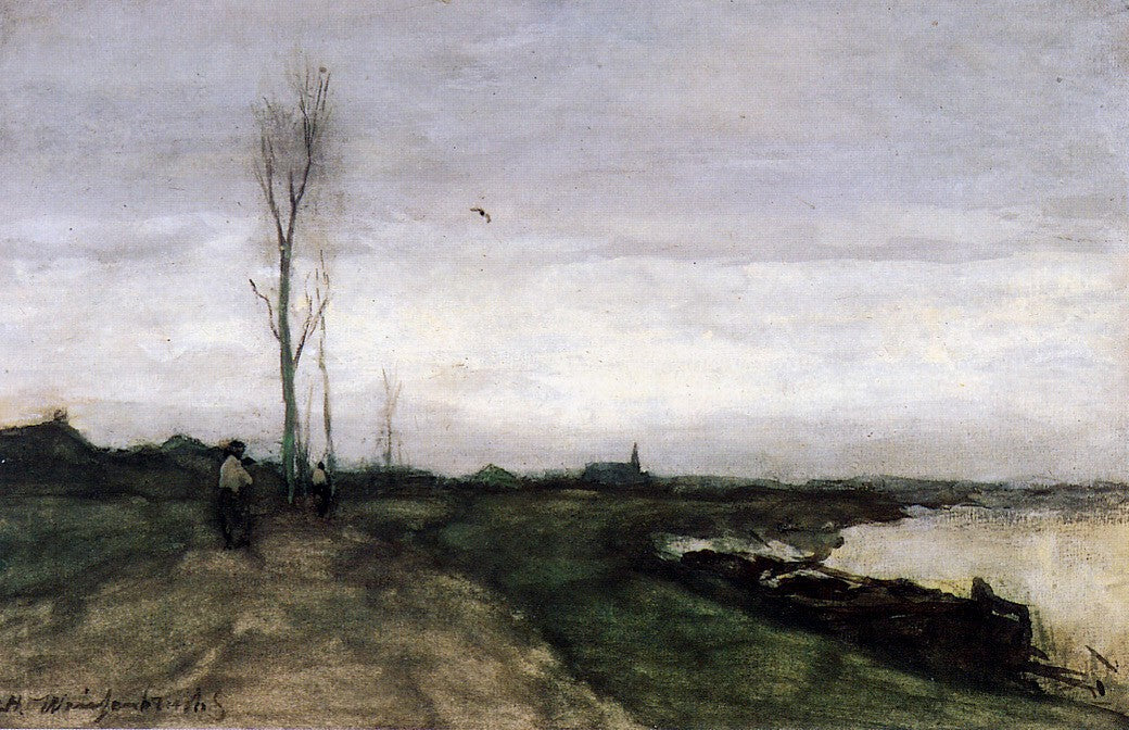 Road near the canal, vintage artwork by Johan Hendrik Weissenbruch, 12x8" (A4) Poster