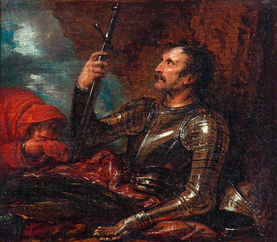 The Death of Bayard (study), vintage artwork by Benjamin West, 12x8" (A4) Poster