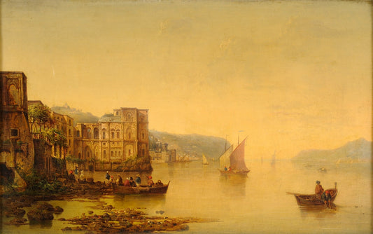 Palazzo Donna Anna, Napoli, vintage artwork by Ludwig Hermann, A3 (16x12") Poster Print