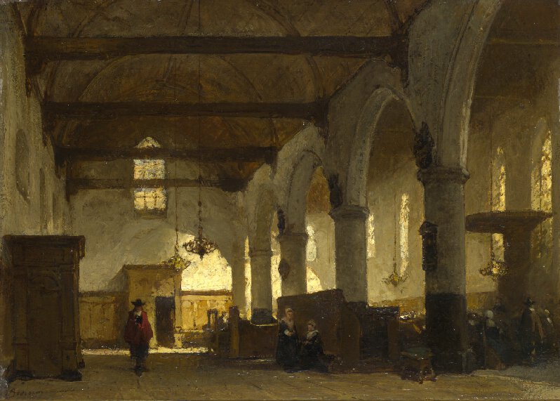 The Bakenesserkerk, Haarlem, vintage artwork by Johannes Bosboom, A3 (16x12") Poster Print