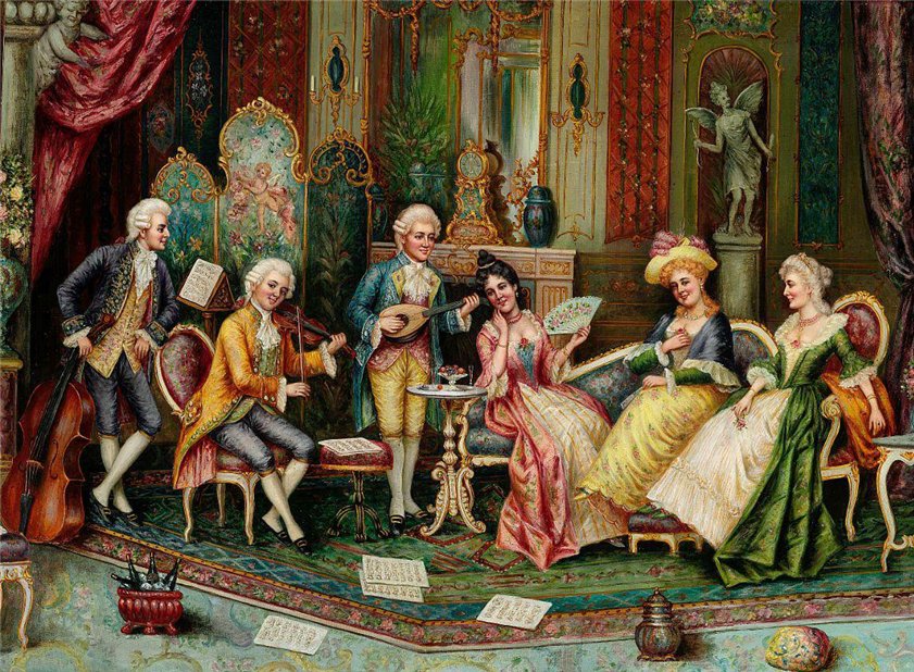 Music in the Salon by Franz von Persoglia,A3(16x12")Poster