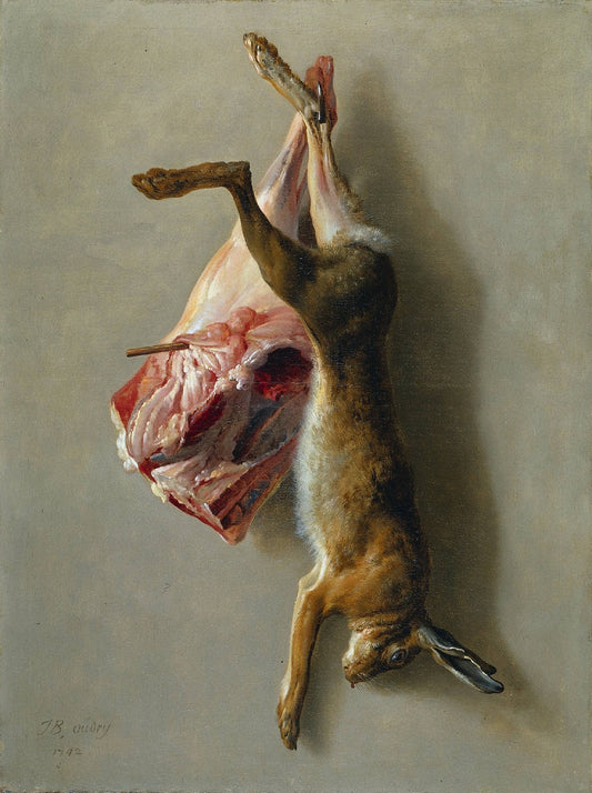 A Hare and a Leg of Lamb, vintage artwork by Jean-Baptiste Oudry, 12x8" (A4) Poster