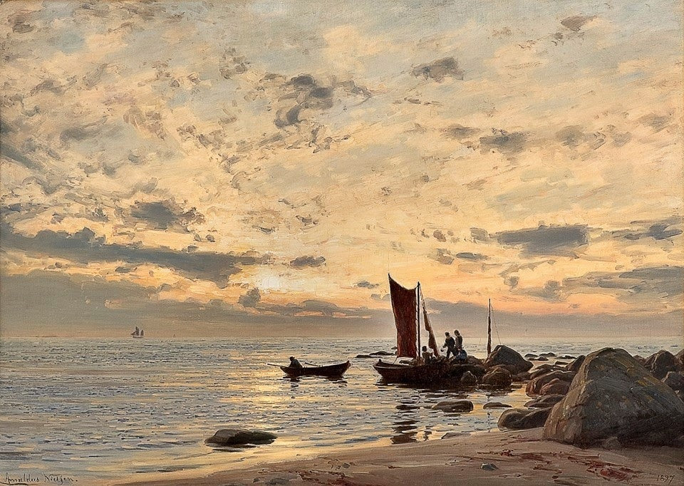 Beachside, Naerland, After the Rain, vintage artwork by Amaldus Clarin Nielsen, 12x8" (A4) Poster
