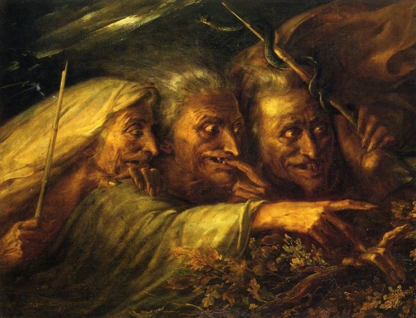 The Three Witches from MacBeth, vintage artwork by Alexandre-Marie Colin, A3 (16x12") Poster Print