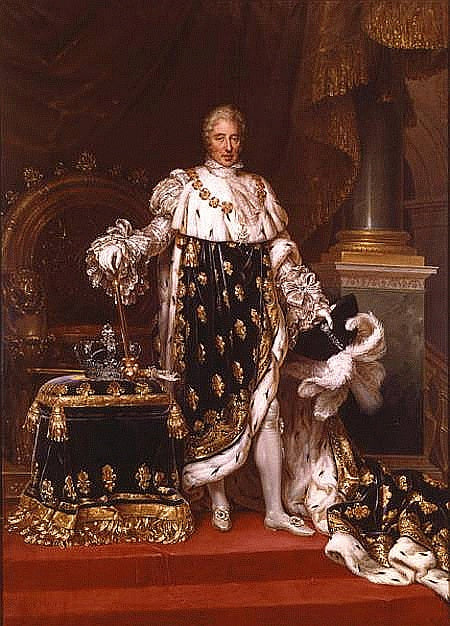 Portrait of the King Charles X of France in his coronation robes, vintage artwork by Jean-Baptiste Paulin Guerin, 12x8" (A4) Poster