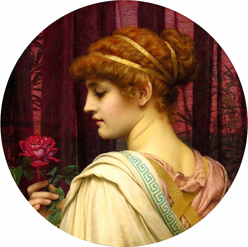 Chloris, A Summer Rose, vintage artwork by John William Godward, 12x8" (A4) Poster