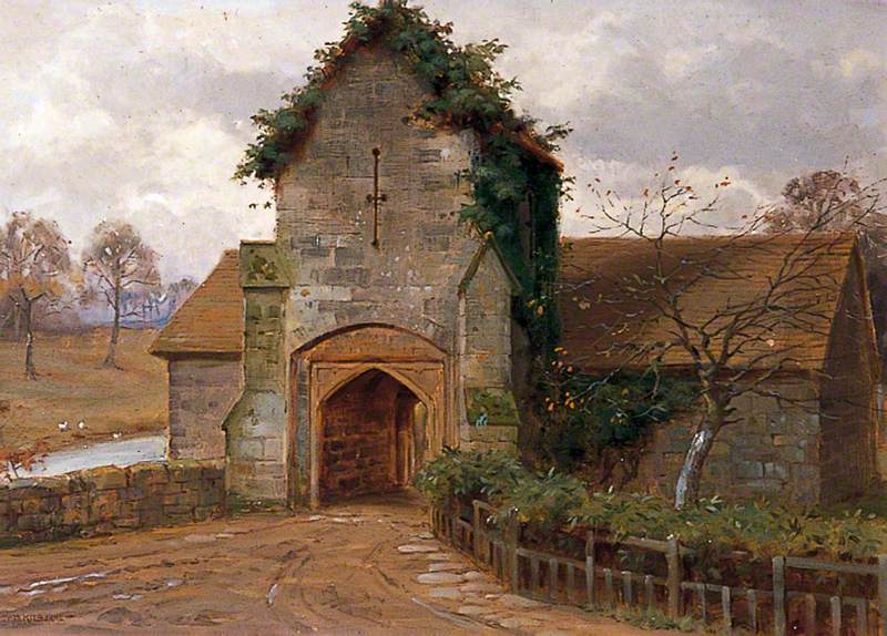 Ewhurst Gatehouse, East Sussex, vintage artwork by George Goodwin Kilburne, 12x8" (A4) Poster