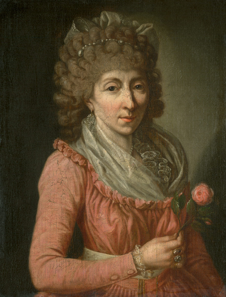 Lady with a Rose, vintage artwork by Anna Rosina de Gasc, 12x8" (A4) Poster