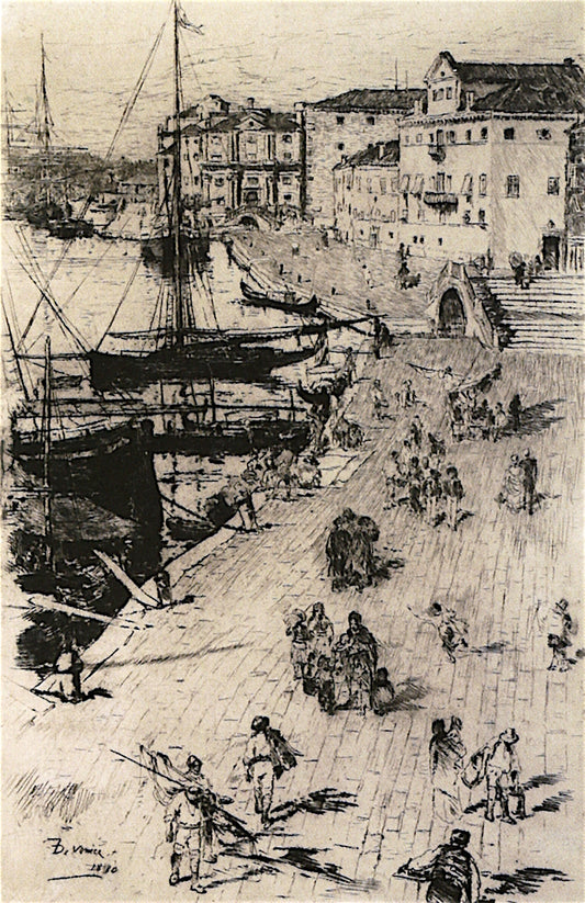 Riva Degli Schiavoni,No. 2, vintage artwork by Frank Duveneck, 12x8" (A4) Poster