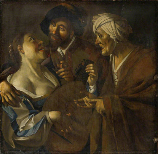 Procuress (after Dirck van Baburen), vintage artwork by Han van Meegeren, 12x8" (A4) Poster