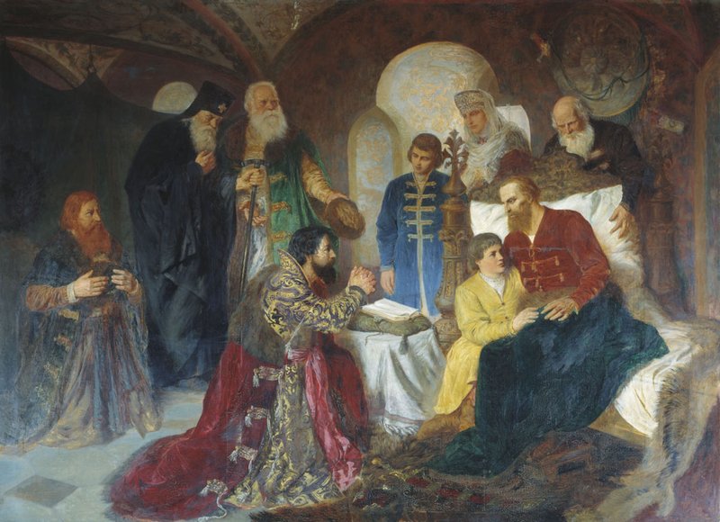 Prince Dmitry Pozharsky Receiving Envoys from Moscow, vintage artwork by Wilhelm Kotarbinski, 12x8" (A4) Poster