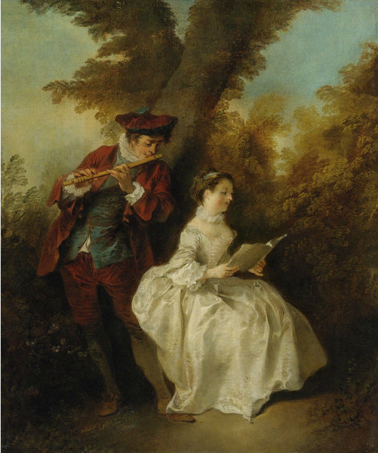 Le Duo, vintage artwork by Nicolas Lancret, 12x8" (A4) Poster