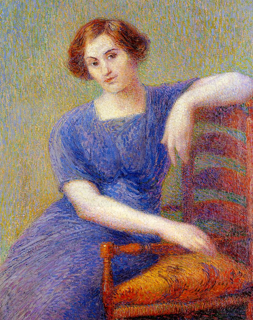Young Woman in an Armchair, vintage artwork by Hippolyte Petitjean, 12x8" (A4) Poster
